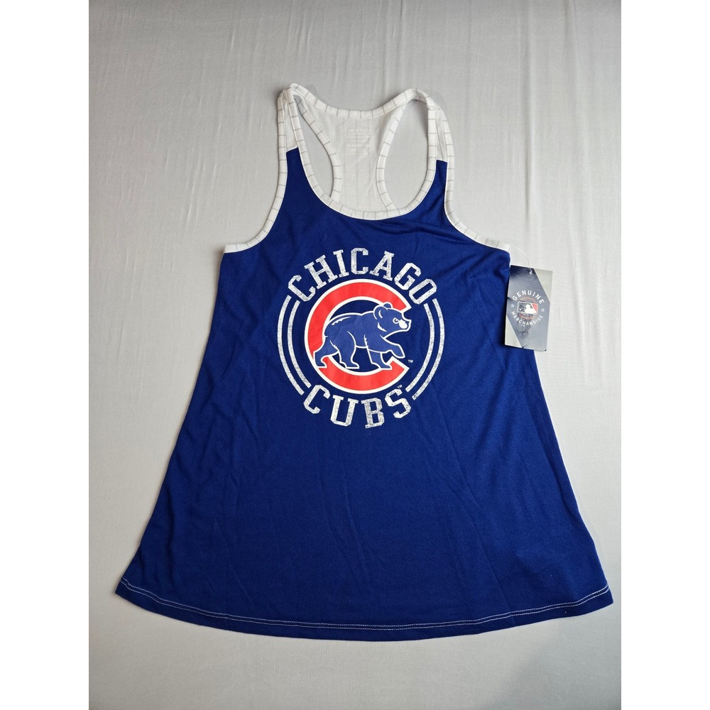 MLB Chicago Cubs Girls Tank Top Blue White Pinstripe Racerback Size L 10/12 NWT